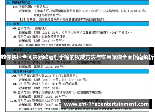 教你快速查阅最新欧冠射手榜的权威方法与实用渠道全面指南解析